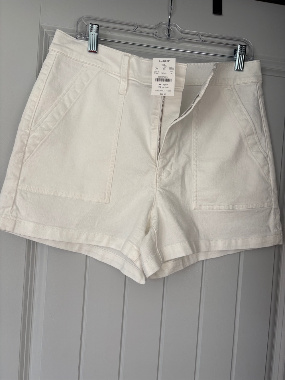 J. Crew High Waist White Cotton Utility Shorts